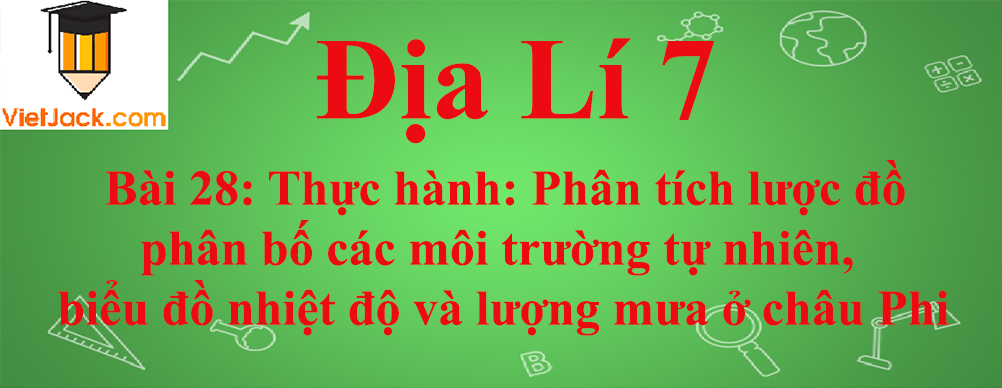 Địa lí lớp 7 Bài 28 Thực hành: Phân tích lược đồ phân bố các môi trường tự nhiên, biểu đồ nhiệt độ và lượng mưa ở châu Phi