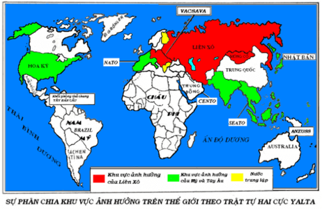 Hãy chỉ trên bản đồ thế giới những khu vực nằm trong sự phân chia phạm vi