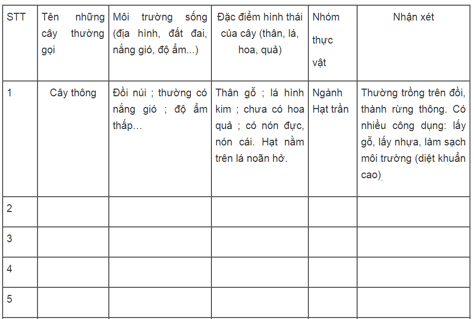 Bài tập tự luận trang 107, 108 SBT Sinh học 6 | Giải sách bài tập Sinh học 6 hay nhất tại VietJack