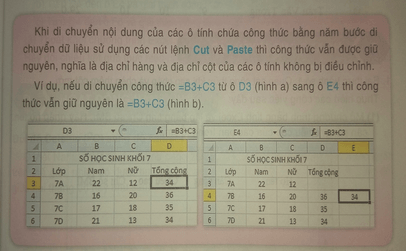 Tin học 7 VNEN Bài 7: Địa chỉ ô tính khi sao chép và di chuyển công thức | Hay nhất Giải bài tập Tin học 7 VNEN