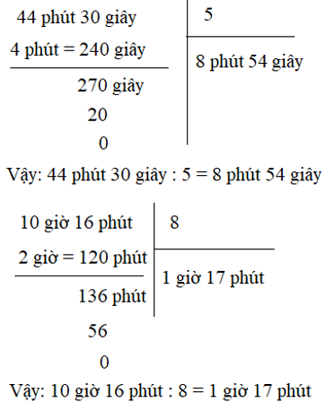 Giải Toán 5 VNEN Bài 88: Chia số đo thời gian cho một số