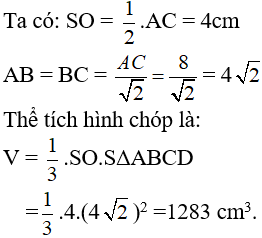 Giải Toán 8 VNEN Bài 6: Thể tích của hình chóp đều | Giải bài tập Toán 8 VNEN hay nhất