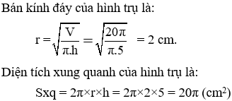 Giải Toán 9 VNEN Bài 1: Hình trụ - Diện tích xung quanh và thể tích hình trụ | Hay nhất Giải bài tập Toán 9