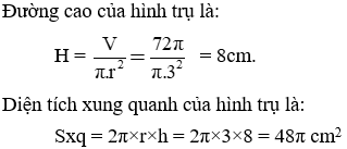 Giải Toán 9 VNEN Bài 1: Hình trụ - Diện tích xung quanh và thể tích hình trụ | Hay nhất Giải bài tập Toán 9