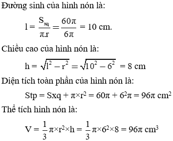 Giải Toán 9 VNEN Bài 2: Hình nón - Hình nón cụt - Diện tích xung quanh và thể tích hình nón, hình nón cụt | Hay nhất Giải bài tập Toán 9