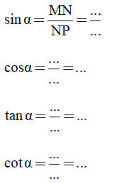 Giải Toán 9 VNEN Bài 3: Tỉ số lượng giác của góc nhọn | Hay nhất Giải bài tập Toán 9