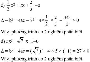 Giải Toán 9 VNEN Bài 4: Công thức nghiệm của phương trình bậc hai | Hay nhất Giải bài tập Toán 9