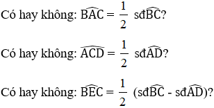 Giải Toán 9 VNEN Bài 6: Góc có đỉnh ở bên trong đường tròn - Góc có đỉnh ở bên ngoài đường tròn | Hay nhất Giải bài tập Toán 9