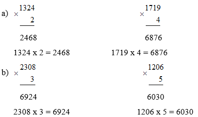 Đặt tính rồi tính 1324 x 2, 1719 x 4 | Để học tốt Toán 3