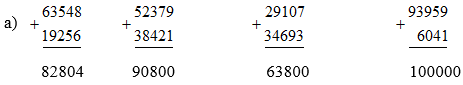 Tính (theo mẫu) 63548 + 19256 = 82804 | Để học tốt Toán 3