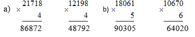 Đặt tính rồi tính 21718 x 4, 12198 x 4 | Để học tốt Toán 3