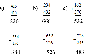 Đặt tính rồi tính 415 + 415, 536 – 156 | Để học tốt Toán 3