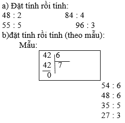 Đặt tính rồi tính 48 chia 2, 84 chia 4 | Để học tốt Toán 3