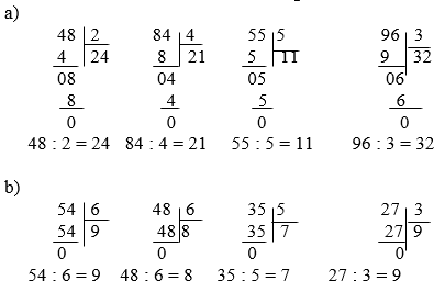 Đặt tính rồi tính 48 chia 2, 84 chia 4 | Để học tốt Toán 3