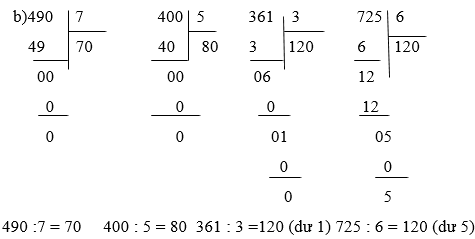 Tính 350 chia 7, 420 chia 6, 260 chia 2, 480 chia 4 | Để học tốt Toán 3