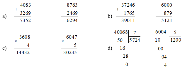 Đặt tính rồi tính 4083 + 3269, 8763 – 2469 | Để học tốt Toán 3