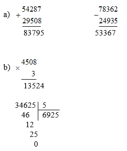 Đặt tính rồi tính 54287 + 29508, 78362 – 24935 | Để học tốt Toán 3