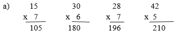 Tính 15 x 7, 30 x 6, 28 x 7, 42 x 5 | Để học tốt Toán 3