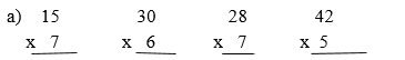 Tính 15 x 7, 30 x 6, 28 x 7, 42 x 5 | Để học tốt Toán 3