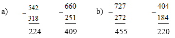 Đặt tính rồi tính 542 – 318, 660 – 251 | Để học tốt Toán 3