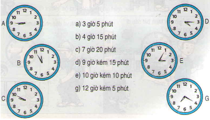 Mỗi đồng hồ ứng với cách đọc nào 3 giờ 5 phút | Để học tốt Toán 3