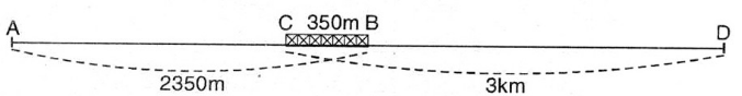 Đoạn đường AB dài 2350m và đoạn đường CD dài 3km | Để học tốt Toán 3