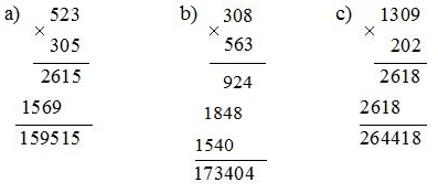 Toán lớp 4 trang 73 Nhân với số có ba chữ số (tiếp theo)