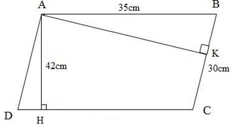 Bài tập Hình bình hành - Diện tích hình bình hành Toán lớp 4 có lời giải