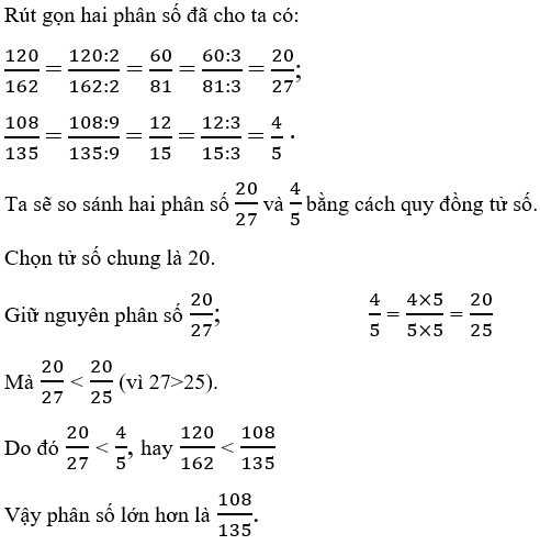 Bài tập So sánh hai phân số cơ bản Toán lớp 4 có lời giải