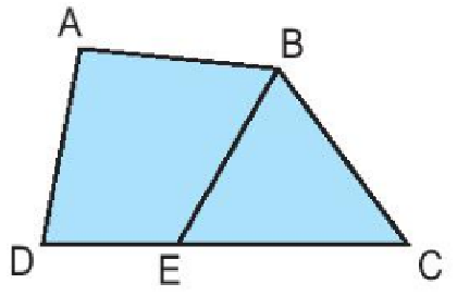 Trên hình bên, diện tích của hình tứ giác ABED lớn hơn diện tích của hình tam giác BEC là 13,6cm2