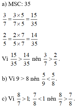 So sánh các phân số 3/7 và 2/5