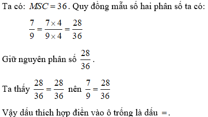 Bài tập Ôn tập So sánh hai phân số Toán lớp 5 có lời giải