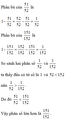 Bài tập Ôn tập So sánh hai phân số (tiếp theo) Toán lớp 5 có lời giải