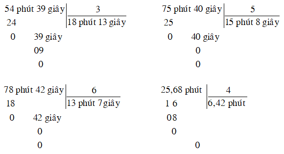 Vở bài tập Toán lớp 5 Tập 2 trang 56, 57 Bài 127: Chia số đo thời gian với một số