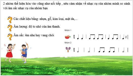 Giáo án điện tử Âm nhạc lớp 3 Kết nối tri thức Nhạc cụ: Thể hiện các hình tiết tấu bằng nhạc cụ gõ trang 45 | PPT Âm nhạc 3