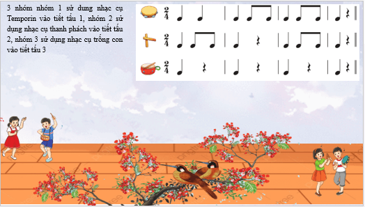 Giáo án điện tử Âm nhạc lớp 3 Kết nối tri thức Nhạc cụ: Thể hiện các hình tiết tấu bằng nhạc cụ gõ trang 56 | PPT Âm nhạc 3