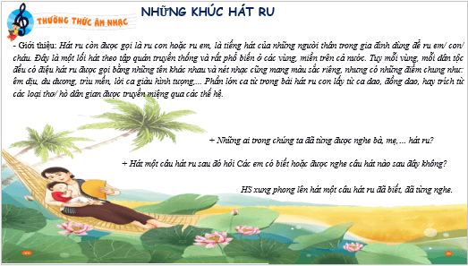 Giáo án điện tử Âm nhạc lớp 3 Kết nối tri thức Thường thức âm nhạc: Những khúc hát ru | PPT Âm nhạc 3