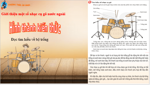 Giáo án điện tử Âm nhạc lớp 5 Kết nối tri thức Thường thức âm nhạc: Giới thiệu một số nhạc cụ gõ nước ngoài | PPT Âm nhạc 5