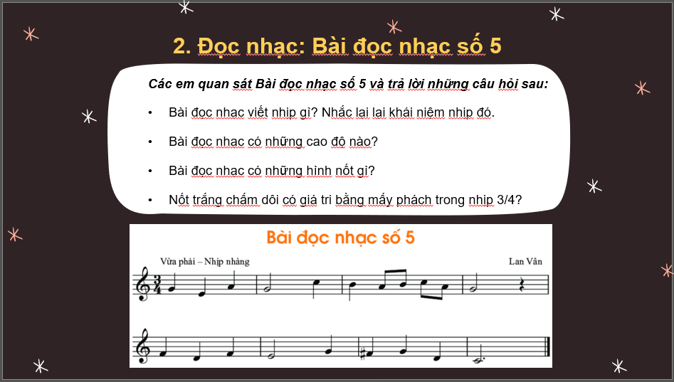 Giáo án điện tử Âm nhạc 6 Kết nối tri thức Đọc nhạc: Bài đọc nhạc số 5 | PPT Âm nhạc 6