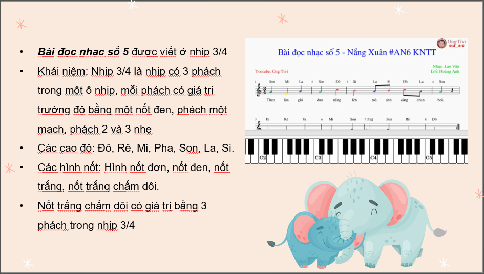 Giáo án điện tử Âm nhạc 6 Kết nối tri thức Đọc nhạc: Bài đọc nhạc số 5 | PPT Âm nhạc 6