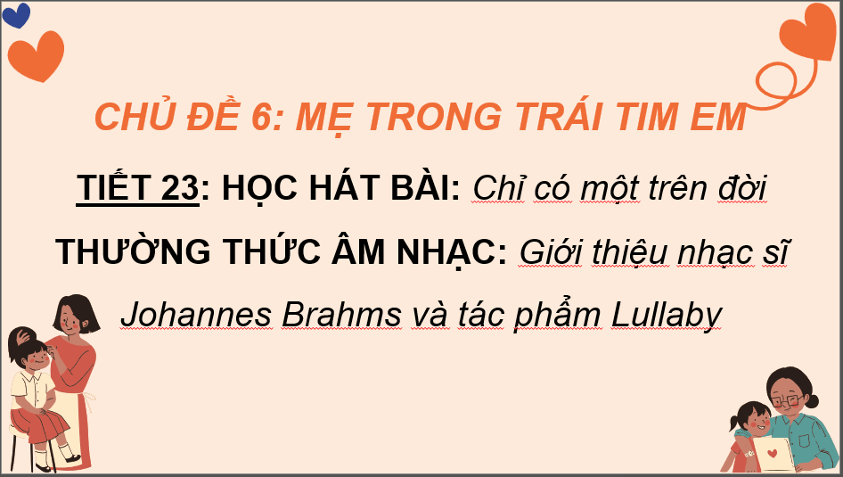 Giáo án điện tử Âm nhạc 6 Kết nối tri thức Thưởng thức âm nhạc: Nhạc sĩ Johannes Brahms và tác phẩm Lullaby | PPT Âm nhạc 6