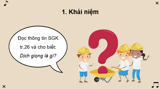 Giáo án điện tử Âm nhạc 9 Kết nối tri thức Lí thuyết âm nhạc: Sơ lược về dịch giọng | PPT Âm nhạc 9