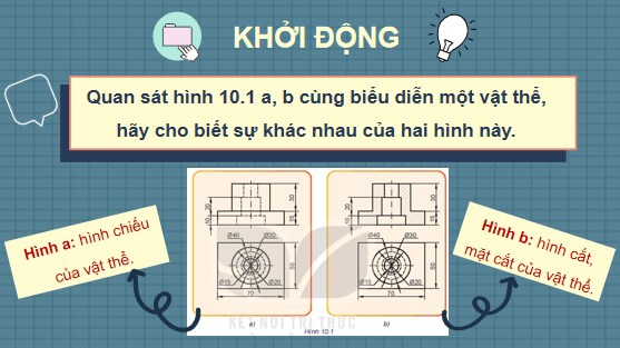 Giáo án điện tử Công nghệ 10 Kết nối tri thức Bài 10: Hình cắt và mặt cắt | PPT Công nghệ 10
