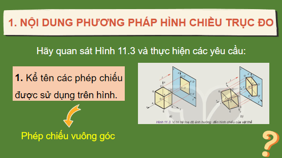 Giáo án điện tử Công nghệ 10 Kết nối tri thức Bài 11: Hình chiếu trục đo | PPT Công nghệ 10