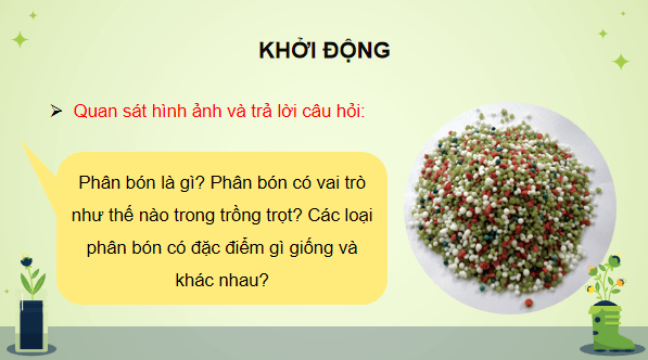 Giáo án điện tử Công nghệ 10 Kết nối tri thức Bài 7: Giới thiệu về phân bón | PPT Công nghệ 10