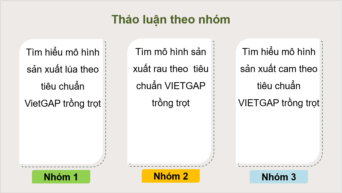 Giáo án điện tử Chuyên đề Công nghệ 10 Kết nối tri thức Bài 13: Một số mô hình trồng trọt theo tiêu chuẩn VietGAP | PPT Chuyên đề Công nghệ 10
