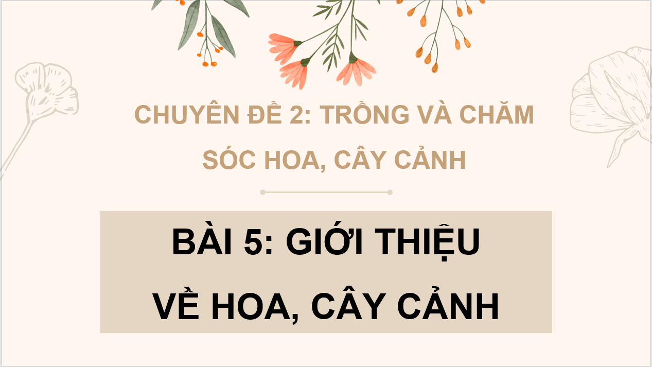 Giáo án điện tử Chuyên đề Công nghệ 10 Kết nối tri thức Bài 5: Giới thiệu về hoa, cây cảnh | PPT Chuyên đề Công nghệ 10