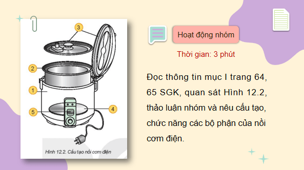 Giáo án điện tử Công nghệ 6 Kết nối tri thức Bài 12: Nồi cơm điện | PPT Công nghệ 6