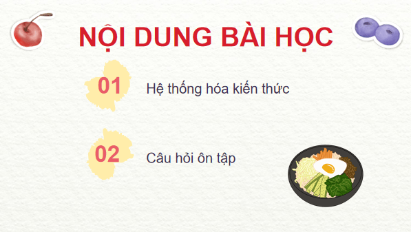 Giáo án điện tử Công nghệ 6 Kết nối tri thức Ôn tập chương 2: Bảo quản và chế biến thực phẩm | PPT Công nghệ 6