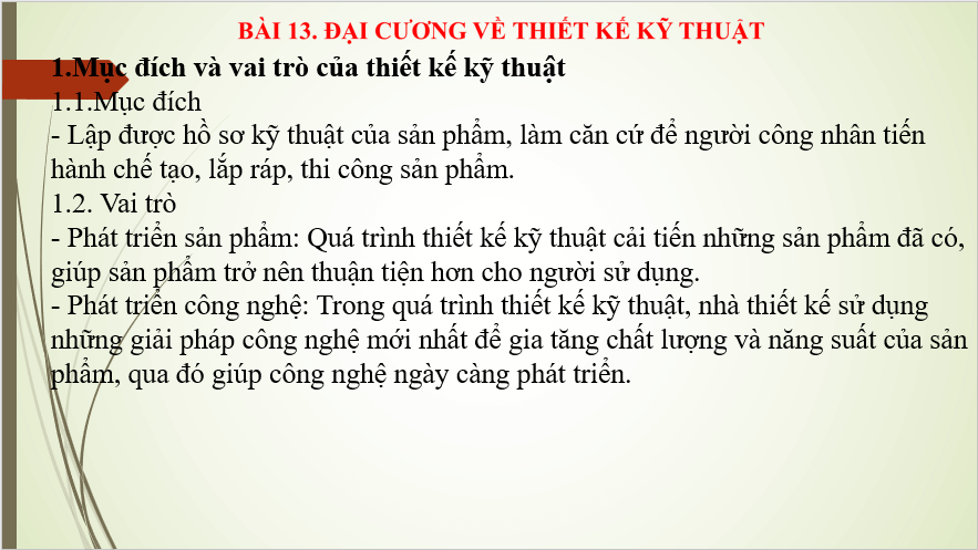 Giáo án điện tử Công nghệ 8 Bài 13: Đại cương về thiết kế kĩ thuật | PPT Công nghệ 8 Chân trời sáng tạo